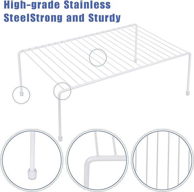 Large (16.1 x 10.2 Inch) Cabinet Storage Shelf Rack, Shelves，Kitchen Counter and Cabinet Shelf, Storage Rack Organizer for Kitchen, Fridge, Cabinet, Bathroom Cupboard (White, 6)