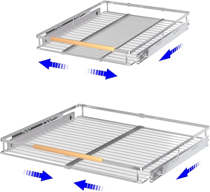 KIKIBRO Pull Out Drawer Cabinet Organizer, Expandable Slide Out Storage Shelves - Heavy Duty, Durable and Smooth Slide-Out, 17" x 28" Wide x 22.5" Deep, 2 Pack