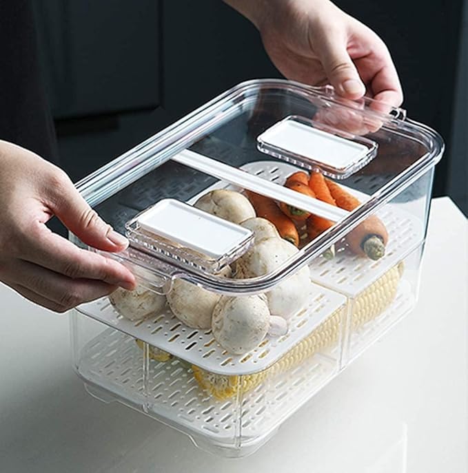 Refrigerator Organizer Bins Produce Saver, Stackable Freezer Bins Fresh Keeper Food Storage Containers for Fridge Freezer Cabinet Kitchen Organization -5700ML
