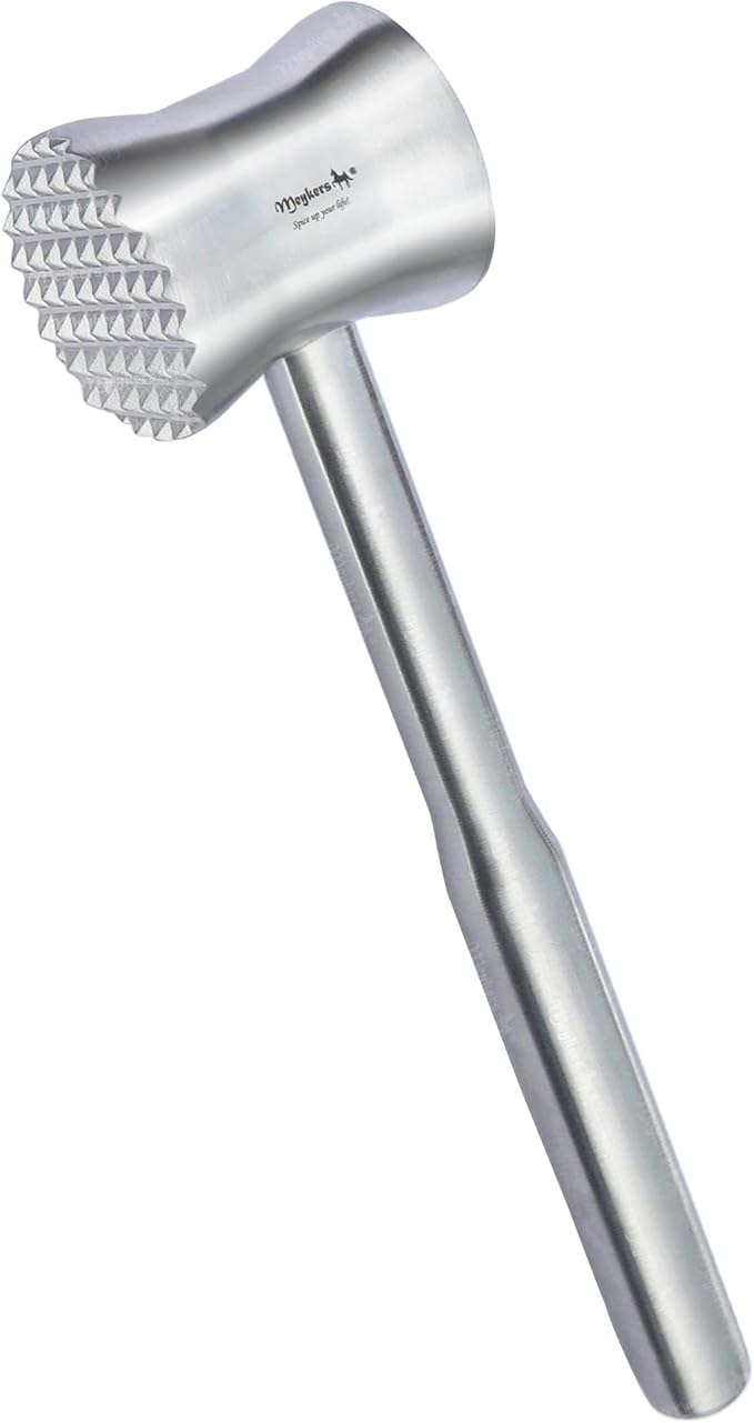 Meykers Meat Tenderizer Mallet | 304 Stainless Steel | Dishwasher Safe | Meat Pounder Hammer Flattner Beater | Kitchen Tool for Steak Chicken Poultry Food | ablandador de carne martillo para carne