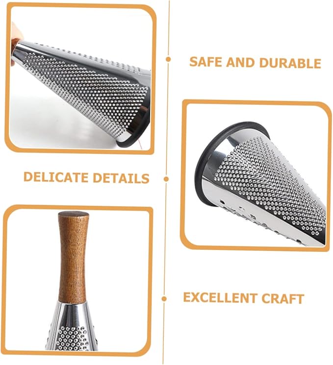 OFFSCH Manual Stainless Steel Cheese Grater with Ergonomic Handle Multi-purpose Kitchen Gadget for Grating Cheese Fruits and Vegetables Household Tool
