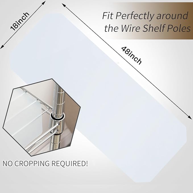 Poofzy Wire Shelf Liner 18 x 48, Set of 5 Shelf Liners for Wire Shelving Plastic Non-Adhesive for Pantry, Kitchen Cabinets (Clear)