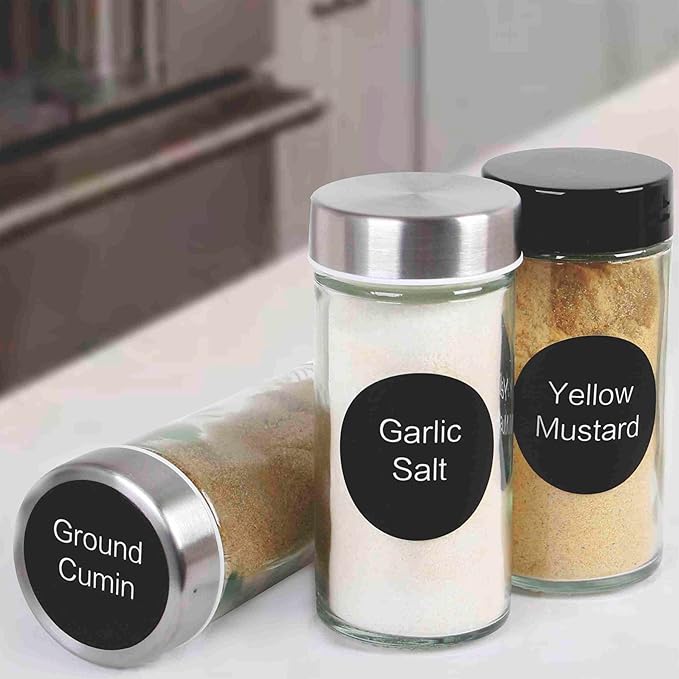 Orii Spice Labels - Black Round - 160 Pre-Printed +20 Blank