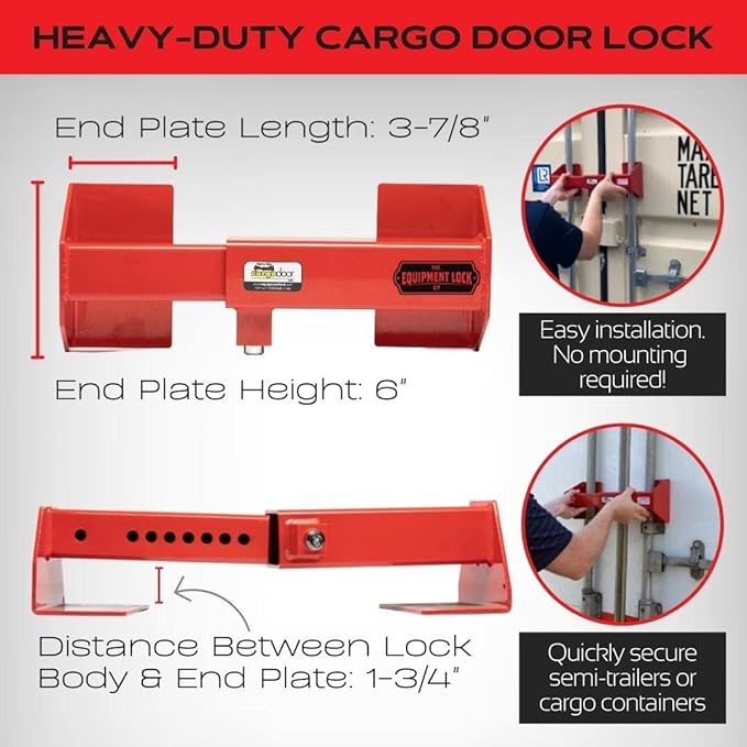 Equipment Lock Heavy Duty Cargo Door Lock - Powder Coated Steel Shipping Container & Semi Trailer Door Security - Semi Truck Accessories (Keyed Differently)