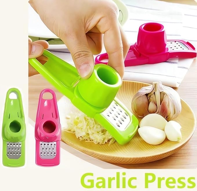 Garlic Grinder - Hand Grinder for Garlic, 2024 New Hand Press Garlic Chopper, Hand Pepper Grinder, Easy and Fast Stainless Steel Garlic Press for Home Daily Use (Red)