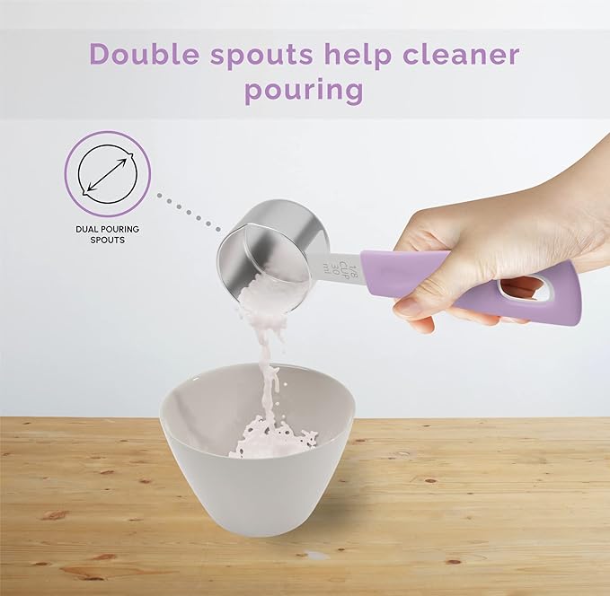 CuttleLab Measuring Cups and Measuring Spoons Set of 14 - Stainless Steel Measuring Cups and Spoons Set, Includes 1/8 Teaspoon Measuring Spoon, 1/8 Cup Measuring Cup, Leveler Dry (14,Cotton Candy)