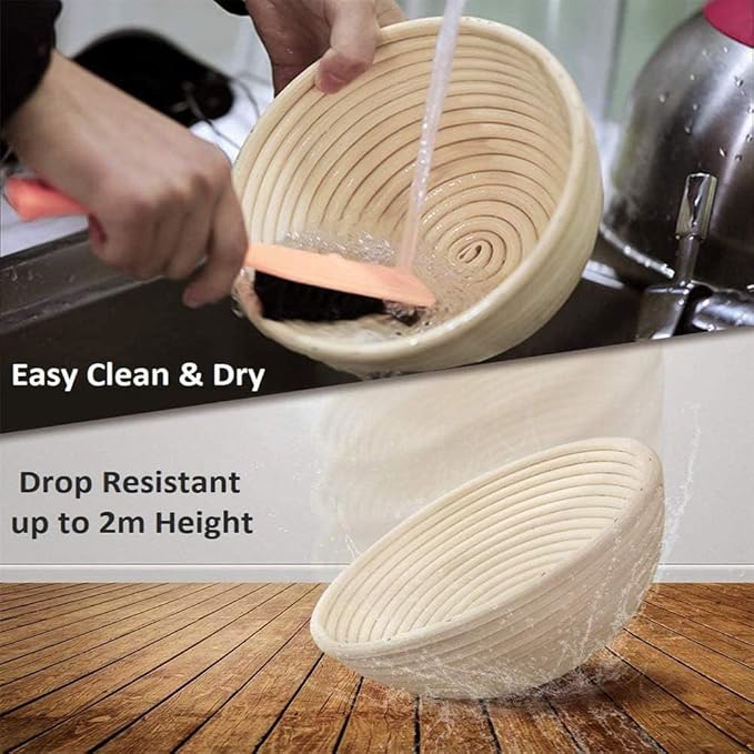 Banneton Bread Proofing Basket 2 pack 9.5 inch Oval Basket with Liner, Bread Proofing Basket Perfect for Professional & Home Sourdough Bread Baking, Artisan Sourdough Bread (Set of 2 pack 9.5" Oval)