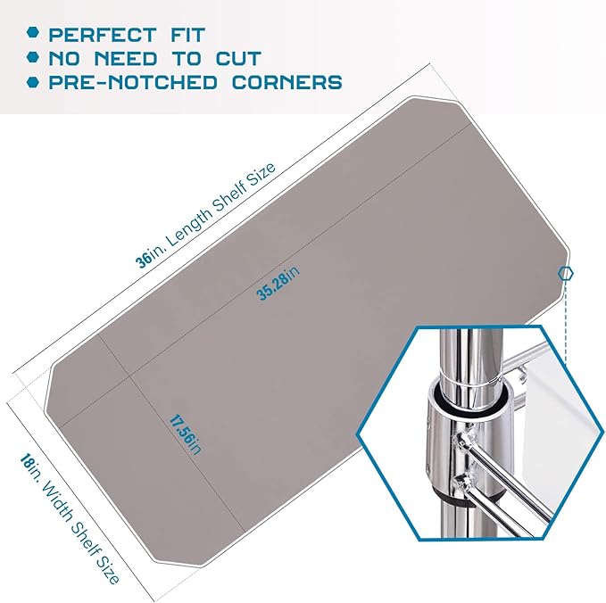BRIAN & DANY Wire Shelf Liner 18" X 36", Heavy Duty Shelf Liners for Wire Shelving, Waterproof Protector Mats, Set of 5, Charcoal