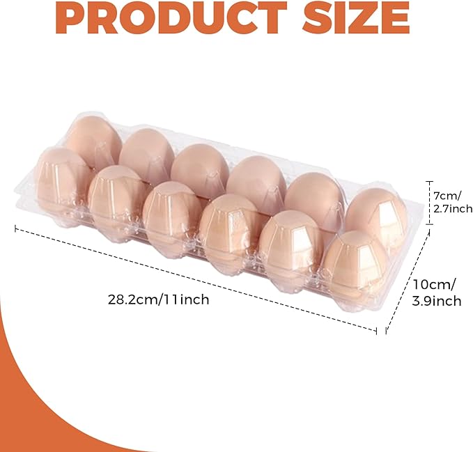120 Pcs 12 Count Plastic Egg Cartons Cheap Bulk, 2x6 Grids Clear Empty Egg Cartons, Clear Egg Containers for Fresh Chicken Eggs for Chicken Farm Business Market, Refrigerator Use