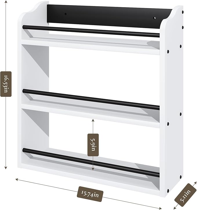 BCOZLUX 3 Tier Wooden Spice Rack, Seasoning Jars Rack Shelf Spice Organizer for Countertop or Wall Mount, Vertical Spice Holder for Kitchen Counter, Cabinet, Pantry, White