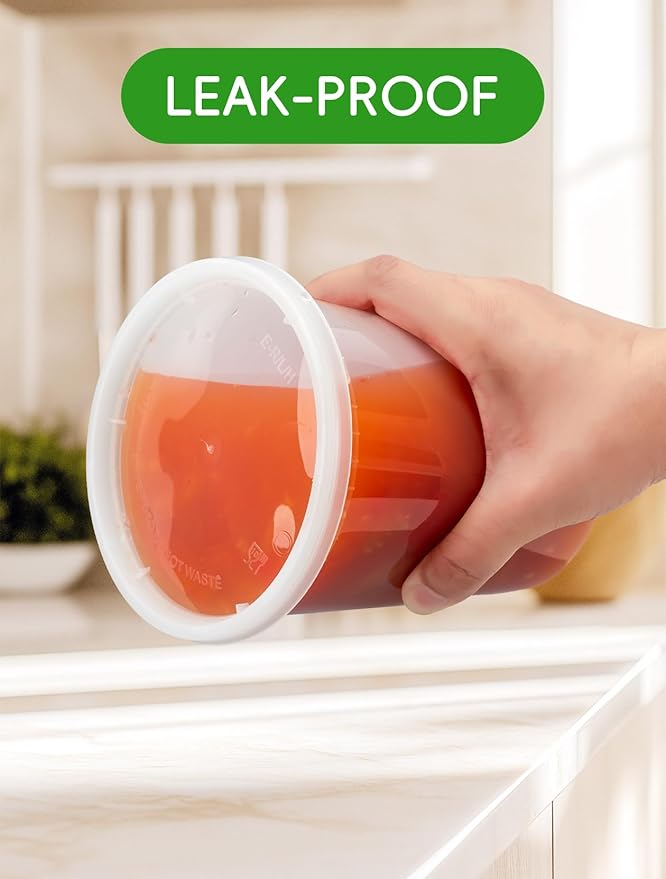 UMT Plastar 50 Pack 32 oz Plastic Food Containers with Lids BPA Free Stackable Leakproof Deli Containers for Meal Prep Slime Soup Microwave Freezer Dishwasher Safe
