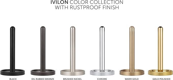 Ivilon Countertop Paper Towel Holder - Steady and Easy Tear - Fits All Paper Towel Rolls - Chrome