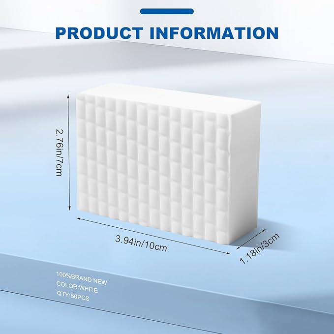 50 Ct Thick Melamine Sponges 1.18in - Sink, Bathtub & Tile Cleaner(Ultra-Durable)