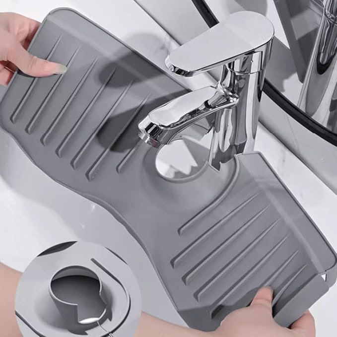 Faucet Guard And Draining Mat For Sink 2024 New Update Faucet Mat For Kitchen Sink,Kitchen Sink Splash Guard,Sink Splash Guard,Faucet Mat (white, A)