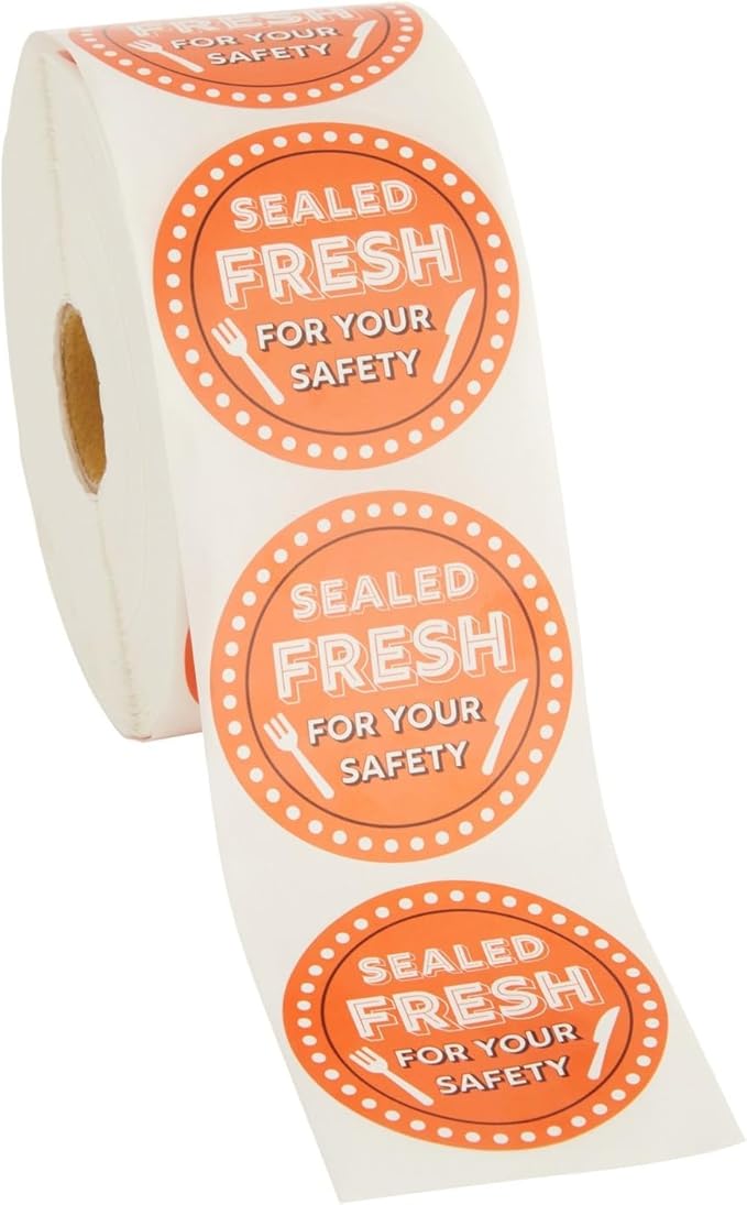 Stockroom Plus Tamper Proof Stickers - Fresh-Seal Food Stickers - Plastic Bakery Container Labels - Tamper-Evident Laminated Labels - 2 in Round, Red, Pack of 1000