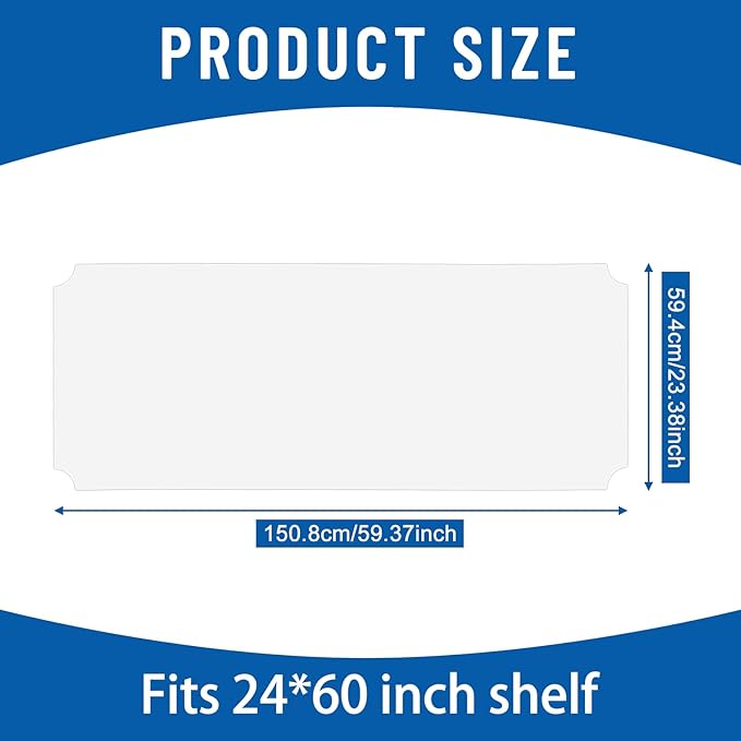 Frienda Set of 5 Wire Shelf Liner 24 x 60 Inch Heavy Duty Shelf Liners Packed Flat for Wire Shelving, Waterproof Non Adhesive Plastic Mat for Metal Rack Kitchen Shelves, Shoe Rack