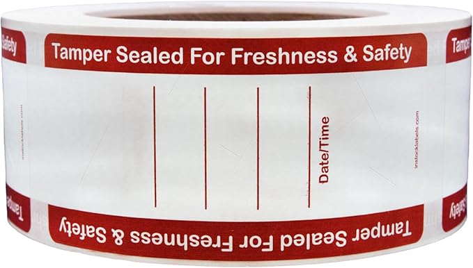 500 White Tamper Evident Food Seal Stickers with Date and Time, Labels for Food Containers, 2 x 4 Inches, Writable Tamper Proof Stickers, Tamper Evident Tape - Ideal for Secure Food Delivery