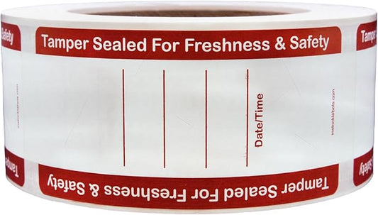 500 White Tamper Evident Food Seal Stickers with Date and Time, Labels for Food Containers, 2 x 4 Inches, Writable Tamper Proof Stickers, Tamper Evident Tape - Ideal for Secure Food Delivery