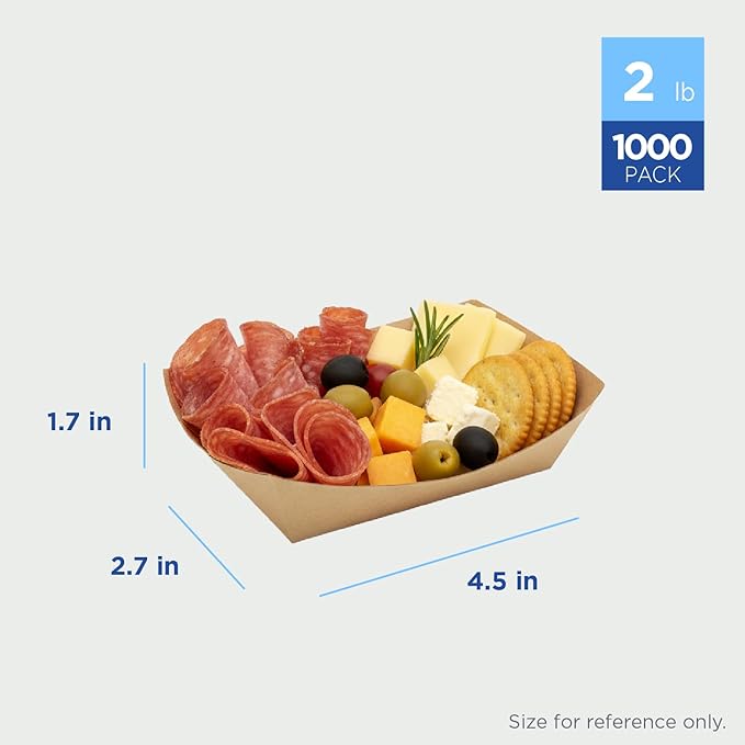 Karat FP-FT200K Kraft Paper Food Serving Tray, 2.0lb Capacity, for Appetizer, Fried Meals, Chicken Wings, Pack of 1,000