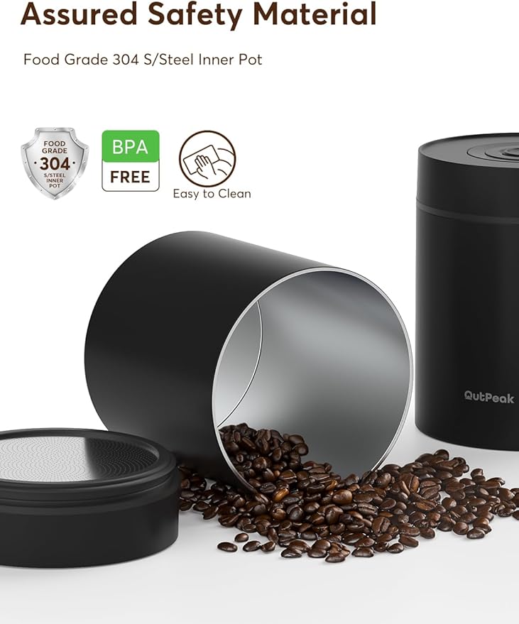 OUTPEAK Neo Latest Kilo Auto Vacuum Coffee Canister, 1.5L Capacity for 17.6oz of Coffee Beans, One-Button Operation, Stainless Steel Coffee Storage Container with Scoop (Barista Champion's Choice)