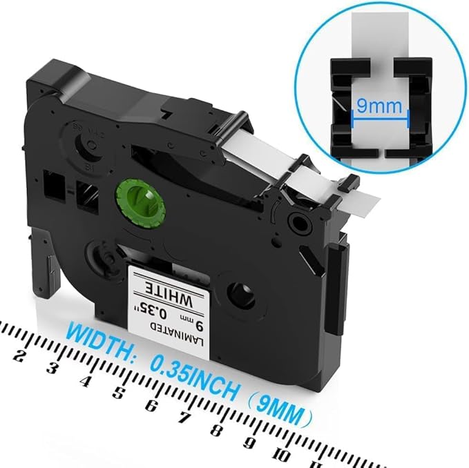 MarkDomain 6-Pack Compatible Brother P Touch 9mm Label Tape TZe-221 TZe221 Laminated 0.35" 26.2ft (9mm x 8m) Black on White Work with Ptouch PT PT-D210 PT-D220 PT-D200 PT-H110 PT-D400 PT-D610BT