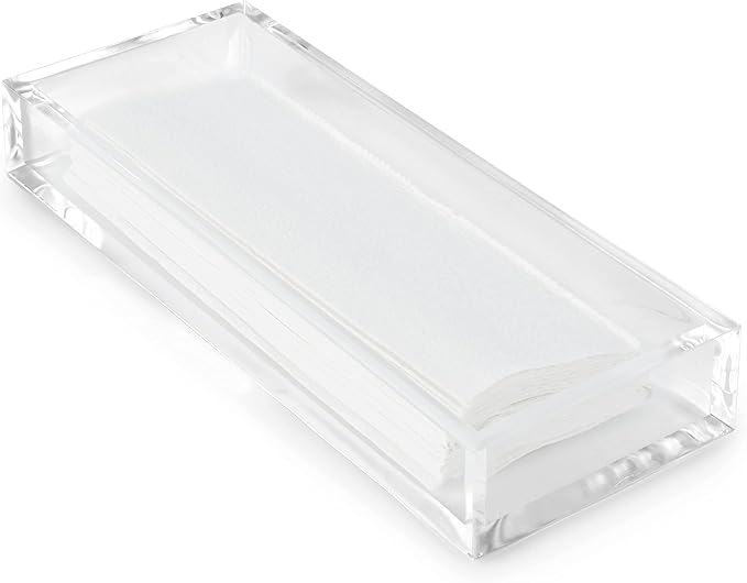 Huang Acrylic Clear Hand Towel Tray 11"x4" (10.5"x3.5" Internal) | for Bathrooms, Kitchens, Hosting, Picnics, Parties | Long Lasting Premium Acrylic Construction
