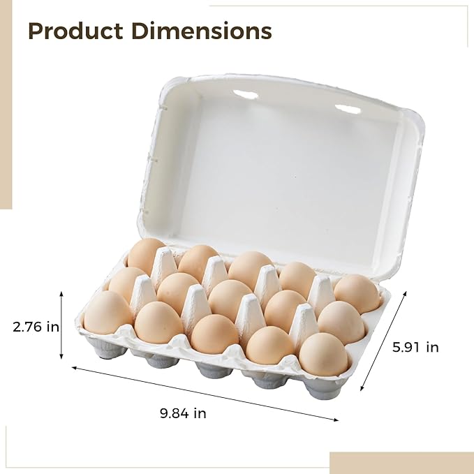 15 Pcs Egg Cartons Bulk, Paper Pulp Egg Trays, Reusable, Sturdy Design, Ideal for Egg Storage and Transport