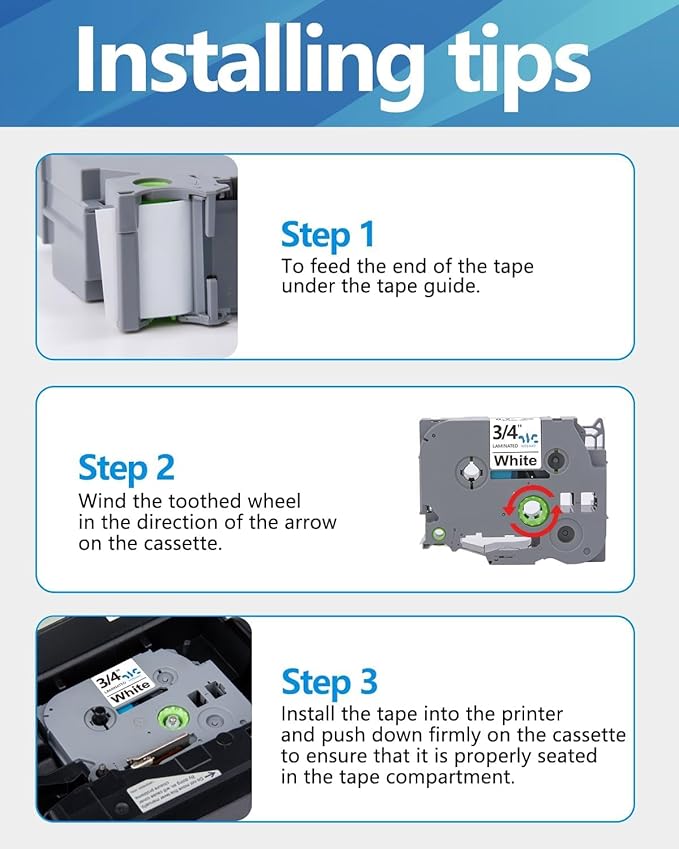 Weemay TZe-241 3 Pack Compatible for Brother P-Touch Label Tape 18mm 0.7 Laminated White 3/4 TZe TZ Tape TZ-241 TZ241 TZe241 for PT-D400AD PT-D610BT PT-D600 PT-D410 Printer, 0.7" x 26.2'