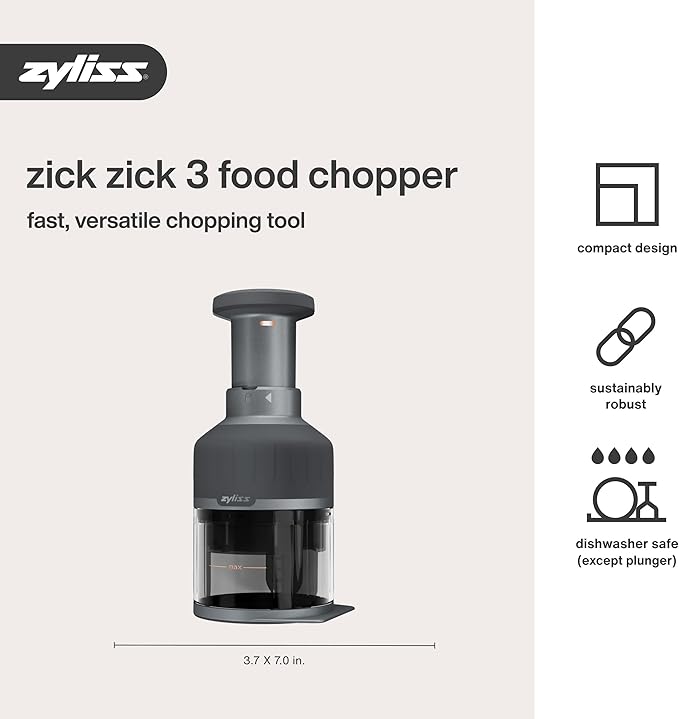 Zyliss Zick Zick Classic Food Chopper - Convenient for Easy, Healthy Meal Prep - Manual Vegetable Chopper with Stainless Steel Blades - Compact & Dishwasher Safe - Zick Zick 3.0