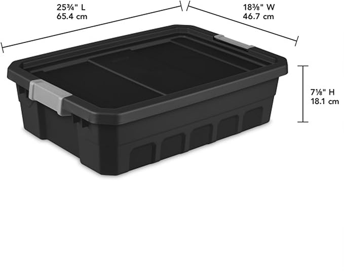 Sterilite 24-Pack Plastic Storage Bins with Lids, Stackable Containers, 10 Gallon, Black