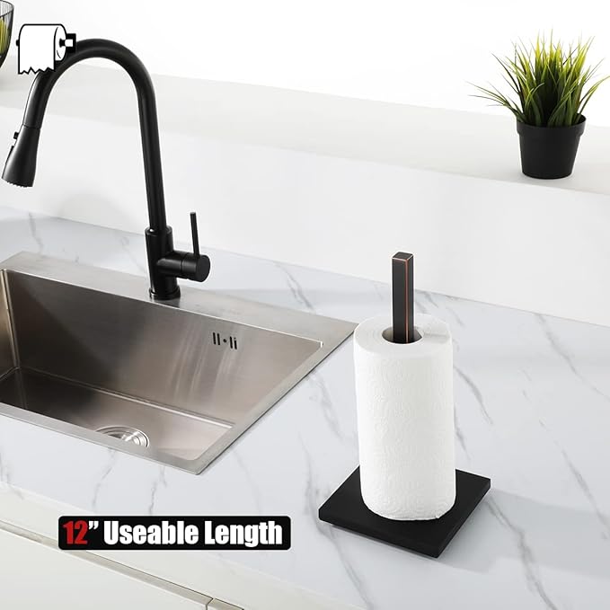 JQK Paper Towel Holder Stand Oil Rubbed Bronze, 304 Stainless Steel Kitchen Free Standing Countertop Paper Towel Dispenser Fits Standard and Jumbo Size, PTH240-ORB