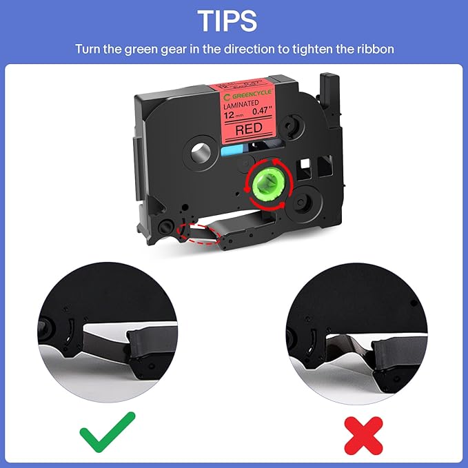 GREENCYCLE 10 Pack Compatible for Ptouch TZe-431 AZE 431 TZ431 TZ-431 1/2" 12mm 0.47 inch Laminated Black on Red TZ TZe Label Tapes Used in PTH110 PT-D200 PTD600 D400 Label Makers