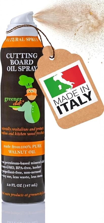 Italian Walnut Cutting Board Oil Spray Used for Conditioning Bamboo Wood Chopping Boards and Wooden Utensils - Ideal for Health Conscious Chefs