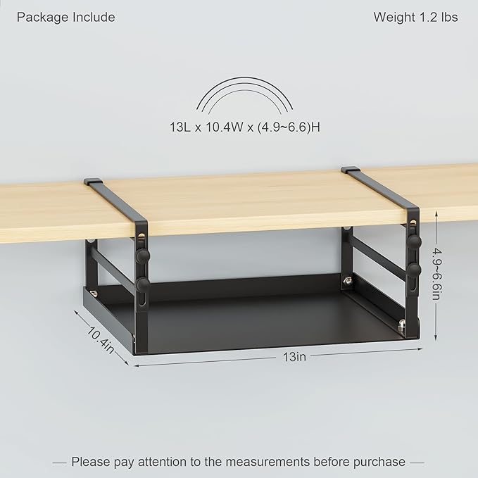 HENGI 2 Pack Adjustable Under Shelf Storage, Heavy Duty Metal Basket Organizer for Kitchen Cupboard Cabinet Pantry Laundry Desk Bookshelf, Black