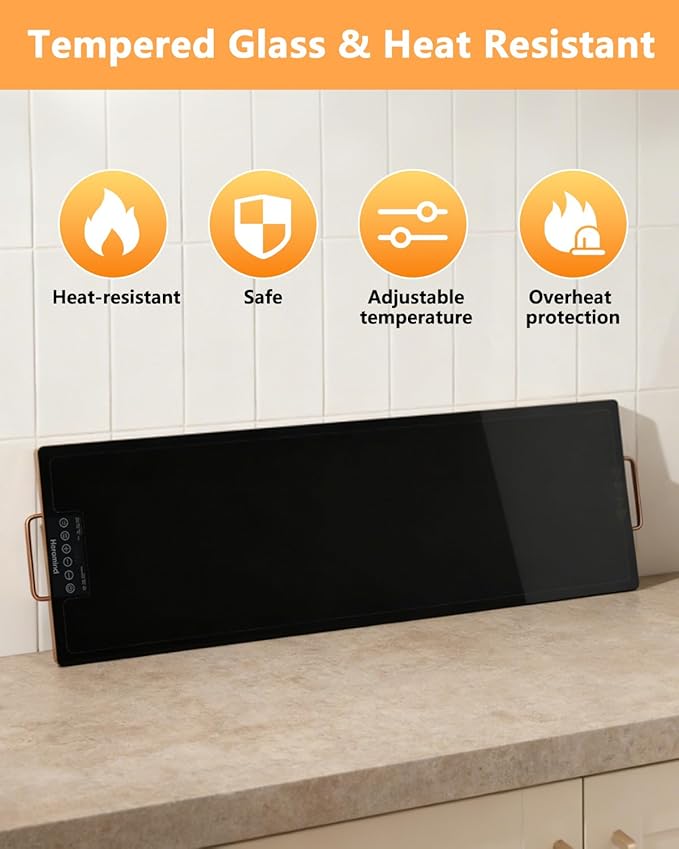 Electric Warming Tray,Extra Large Food Warming Trays with Temp-Settings & Timmer,Full Surface Heating Electric Food Warmer Mat Keep Food Warm at Buffet, Party, Sabbath, Daily Use
