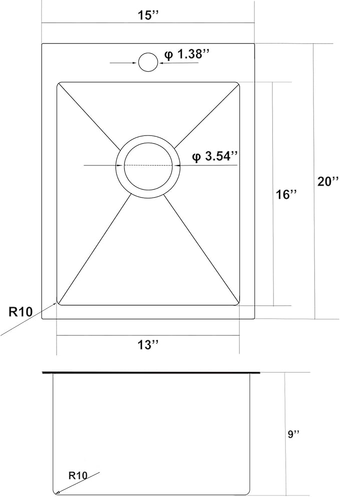 15x20 Inch Bar Sink Drop In Topmount Small Workstation Stainless Steel Single Bowl Kitchen Sink for Laundry Wet Bar Prep RV Office Outdoor Yard