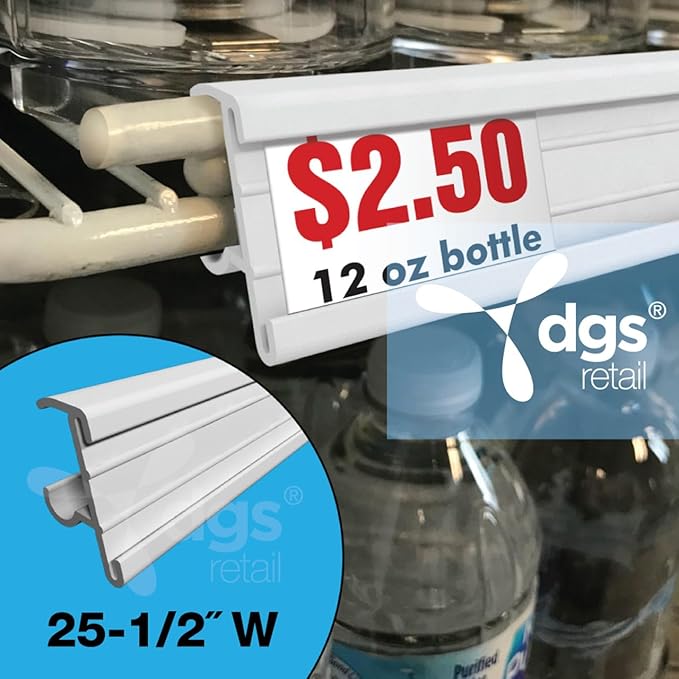 Heavy Duty Price Tag Holder 7/8"H Double-Wire Cooler Shelf White 25-1/2W, 100 Pack
