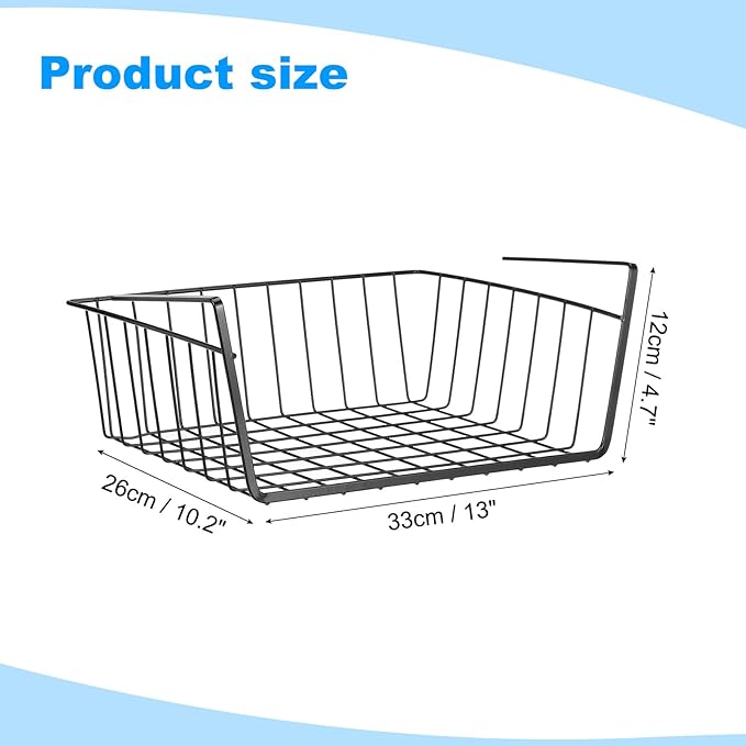 PATIKIL Under Shelf Basket, 6 Pack Small Sliding Under Cabinet Shelf Hanging Metal Storage Rack Organizer Space Saving for Kitchen Pantry Bookshelf 13"L x 10.2"W x 4.7"H, Black