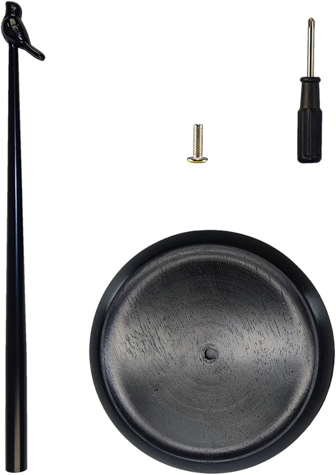 Black Paper Towel Holder Stand for Countertop with Solid Wood Base and Wrought Iron Bird, Rustic Farmhouse Vintage Cottage Core Kitchen Decor, Stable Towel Dispenser with Non-Slip Pad