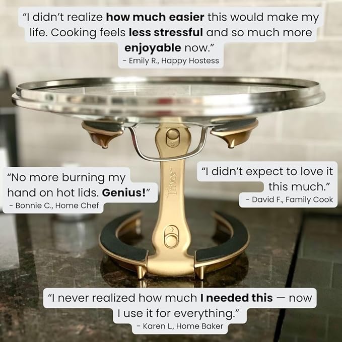 Trivae Pot Lid Holder – 4-in-1 Pot Lid Holder While Cooking, Pan Lid Holder, Trivet & Cake Stand – Versatile Kitchen Tool for Hot Pots, Serving & Display – Space-Saving, Heat-Resistant Stand