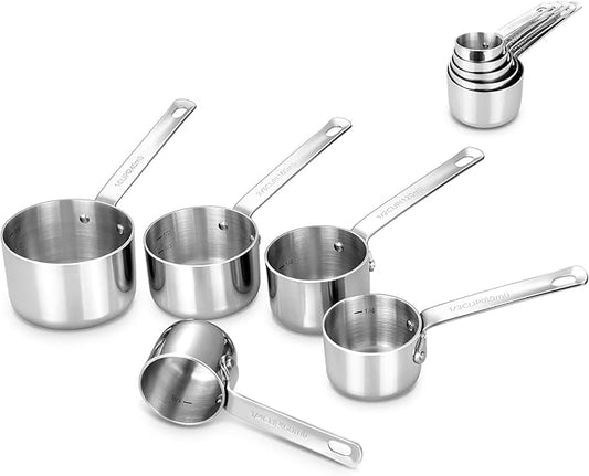 KEAWELL Premium 5-Piece Measuring Cups Set –1/4, 1/3, 1/2, 2/3, and 1 cup-18/10 Stainless Steel - Upscale, Durable, Stackable, Dishwasher Safe (Silver, 5PC Measuring Cups)