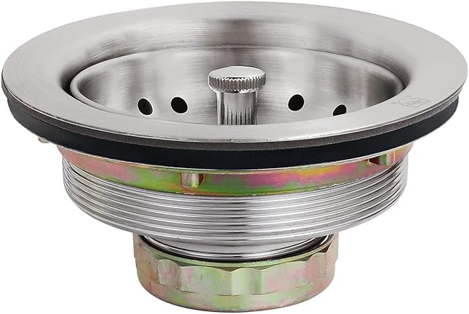 3.5 Inch Nickel Sink Drain Assembly with Strainer Basket Stopper, 304 Stainless Steel Sink Strainer and Stopper
