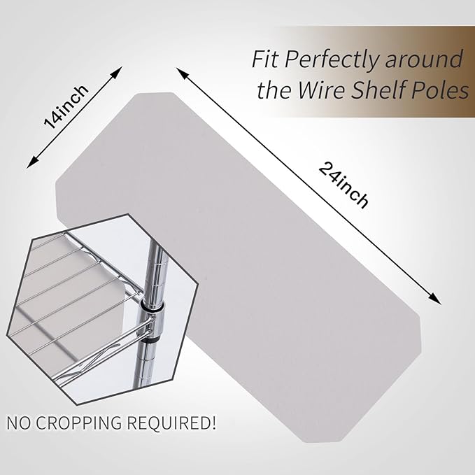 Poofzy Wire Shelf Liner 14 x 24, Set of 5 Shelf Liners for Wire Shelving Plastic Non-Adhesive for Pantry, Kitchen Cabinets (Gray)