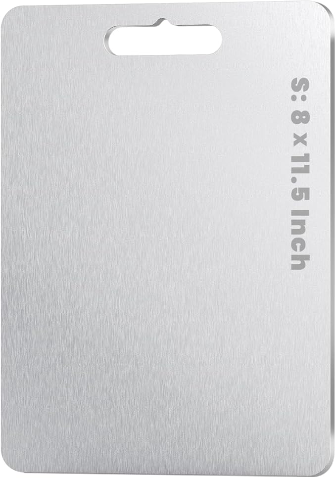 Titanium Cutting Board 6" × 9.5", 100% Pure Titanium Kitchen Cutting Board, Double-Sided Metal Chopping Board for Meat, Fruits & Vegetables, Lightweight, Durable & Dishwasher Safe