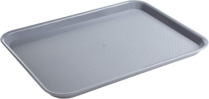 Eslite Rectangular Plastic Serving Trays,Fast Food Serving Cafeteria Trays,17"X13",Set of 6 (Grey)