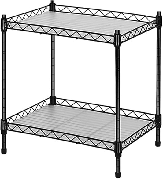 Best 2-Tier Wire Shelving - Black - Lightweight Mini Seasoning Shelf - Kitchen Storage Shelves, Unit with Adjustable Storage Shelf, 11.8"D x 15.7"W x 17.7"H