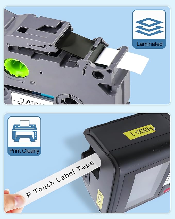 TZE231 Compatible Label Tape Replacement for Brother P Touch TZe-231 Label Maker Tape Refill 12mm 1/2 Inch x 8m 26.2ft, Black on White, Work for Brother P-Touch PT-D210 D220 H110 D400 D410 D610BT, 4PK