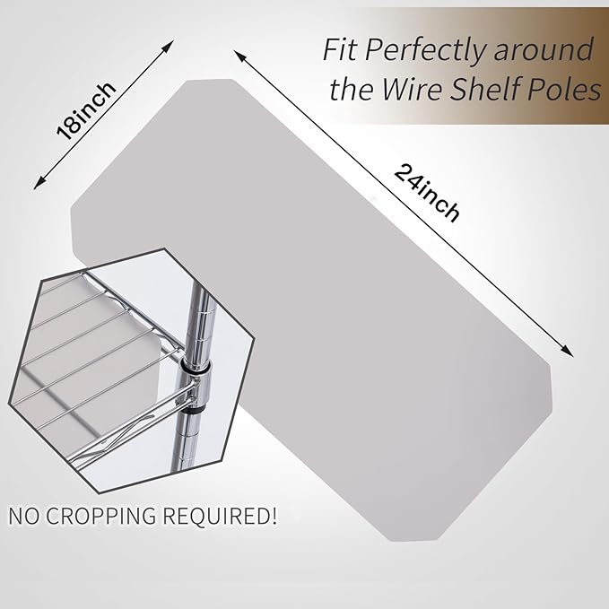 Poofzy Wire Shelf Liner 18 x 24, Set of 5 Shelf Liners for Wire Shelving Plastic Non-Adhesive for Pantry, Kitchen Cabinets (Gray)