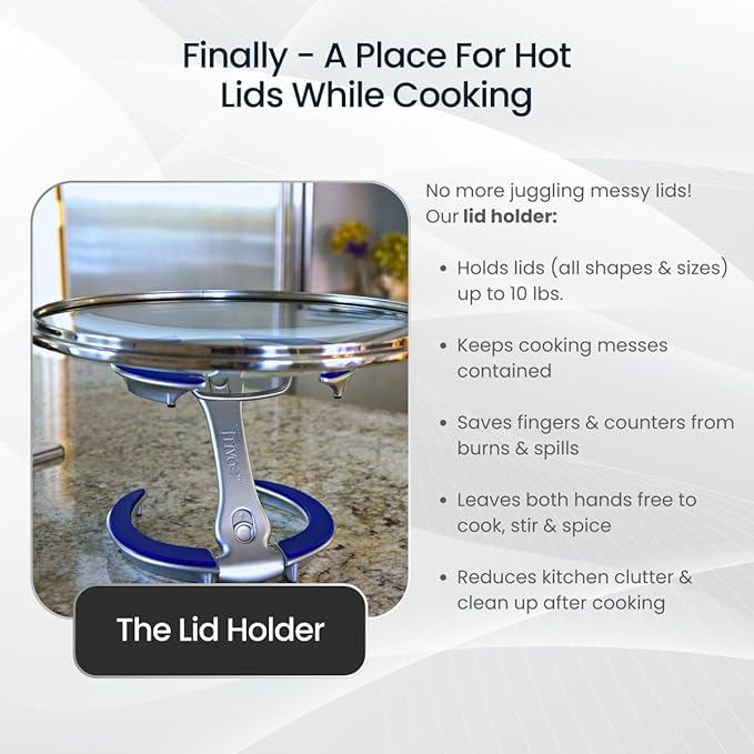 Trivae Pot Lid Holder – 4-in-1 Pot Lid Holder While Cooking, Pan Lid Holder, Trivet & Cake Stand – Versatile Kitchen Tool for Hot Pots, Serving & Display – Space-Saving, Heat-Resistant Stand