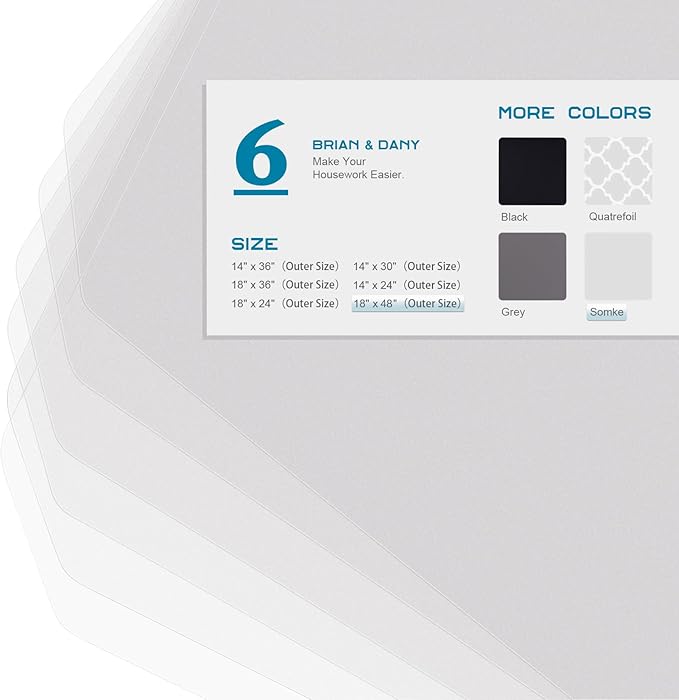 BRIAN & DANY Wire Shelf Liner 18" X 48", Heavy Duty Shelf Liners for Wire Shelving, Waterproof Protector Mats, Set of 6, Transparent